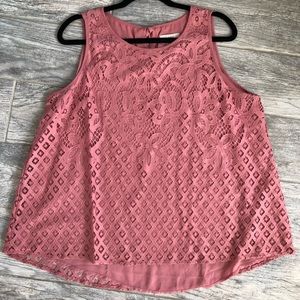 Like new Loft pink lace tank top